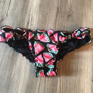 Watermelon cheeky ruffle bikini bottoms